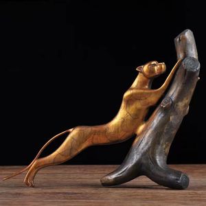 Brass Leopard Bookends 360x90x280mm Metal Decorative Craft For Home Office Desk - Product Image 2