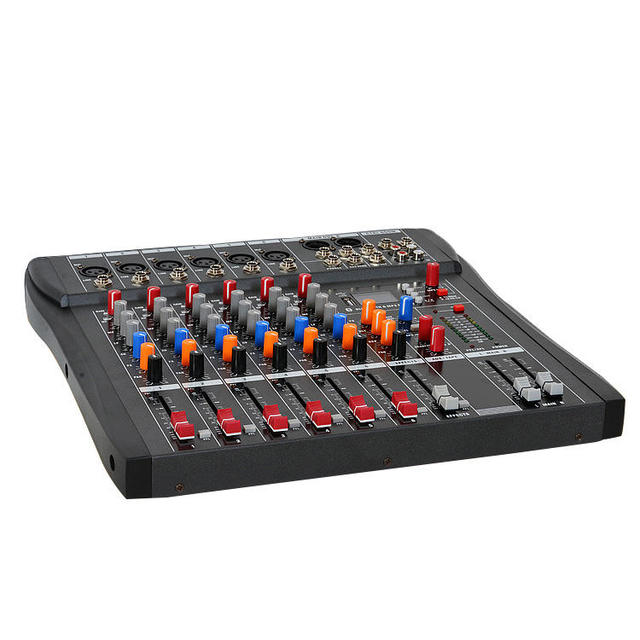 Lihui AM06 1moq Wholesale Cheap Price 6 Channel for 2 UHF Microphone Sound Mixer Audio Console USB Mini DJ Mixer
