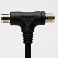 Connecteur étanche IP67 surmoulé M19, prise mâle-femelle en nylon à double sortie latérale pour applications marines et énergies nouvelles