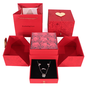 Moderna Scatola Regalo per <span class=keywords><strong>Gioielli</strong></span> <span class=keywords><strong>a</strong></span> Forma di Rosa Ecologica per <span class=keywords><strong>San</strong></span> <span class=keywords><strong>Valentino</strong></span> con Collana Abbinata per Fidanzata - Product Image 2
