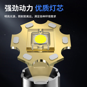 <b>Rechargeable</b> Flashlight Led Zoomable High Power Outdoor Portable <b>Torch</b> With Sos Mode 25000 Hours Lifespan Polished Finish - Product Image 2