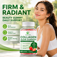 Gummies de Collagène Boost Marque Blanche, Peptides de Collagène de Poisson, Fraise, pour l'Élasticité et l'Éclat de la Peau, Gummies à la Pectine, 60 Unités, OEM