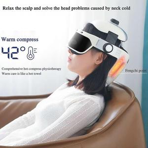 Casco masajeador de cabeza eléctrico con amasado de calor y raspador de compresión de aire para aliviar el estrés y el dolor de cabeza de ojos y cuello - Product Image 4