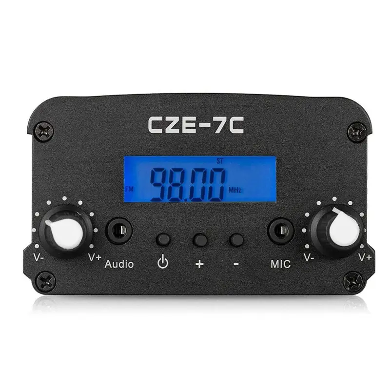 7W/1W FM Transmitter Mini Radio Stereo Station PLL LCD with Antenna and 3.5mm Audio Cable for Drive-in Church SuperMarket School
