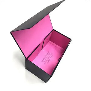 럭셔리 블랙 북 모양의 단단한 판지 접이식 선물 상자 사용자 정의 인쇄 종이 클램쉘 마그네틱 선물 상자