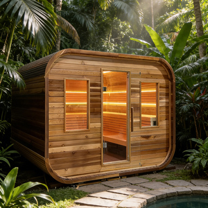 Sauna infrarouge extérieur GRAND LUXE |   Cabane moderne en bois massif et verre |   Système de chauffage électrique 6-15 kW - Product Image 5