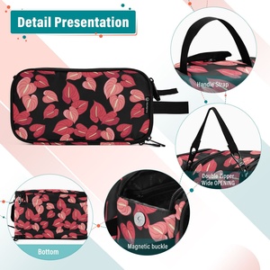 Hawaii Anthurium Design Custom Travel Cosmetic Bags Portable Makeup Bag <b>Toiletry</b> Pouch Beauty <b>Storage</b> Makeup Bag for Women - Product Image 3