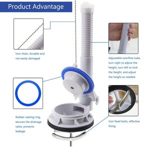 Soupape de chasse d'eau monobloc de remplacement avec tube d'entrée réglable 5,91-10 pouces (150-254 mm) compatible avec la plupart des réservoirs monobloc WC – Pièces de réparation - Product Image 4