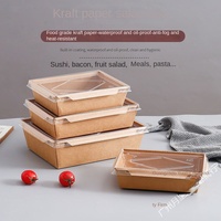 Boîte à salade jetable en papier kraft personnalisée avec division, impression offset, adaptée aux sushis, étanche et résistante à la chaleur
