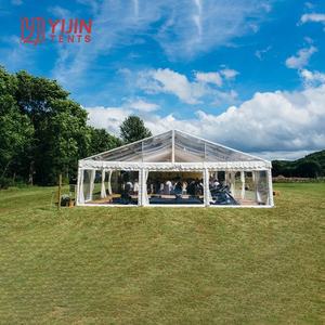 เต็นท์งานแต่งงานกลางแจ้งขนาด 10x25 เมตร สำหรับ 200 คน หลังคาใส PVC หรูหรา แบบชั่วคราว - Product Image 1