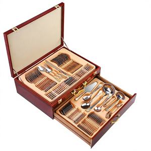 Juego de Cubiertos Rusos de 72/84 Piezas, Cuchillo, Tenedor y Cuchara para Sopa de Acero Inoxidable Chapado en Oro, Regalos Empresariales, Caja de Regalo con Logotipo Personalizado - Product Image 1