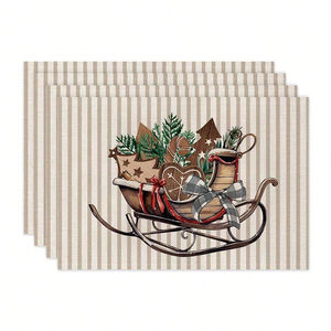 مفارش زينة عيد الميلاد والشتاء مزلعة بالقلب والنجمة والحروف مفارش كتان مقاومة للأوساخ للمنزل - Product Image 3