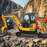 Mini-excavatrice sur chenilles d'occasion de marque japonaise, modèle PC55 de 5,5 tonnes, avec cabine, fabriquée en Chine
