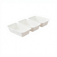 Couvercle de boîte repas en bagasse biodégradable et recyclable ECO, 850 ml/1000 ml, naturel/blanc, compartiment oblong, sans PFAS