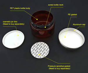 Pot en plastique pour crème visage, emballage cosmétique, côtés droits, vide, 250 ml, couvercle à vis en aluminium, pots ronds en PET marron pour <span class=keywords><strong>beurre</strong></span> corporel - Product Image 6