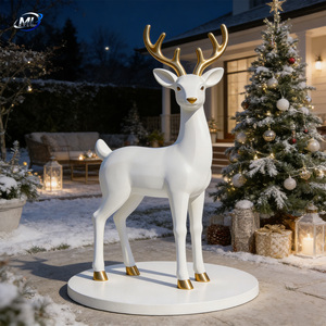 Figurine de cerf Sika en fibre de verre sur pied, sculpture animale artistique découpée pour Noël, table basse, OEM disponible - Product Image 2