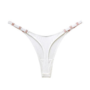 Sexy Bikini Shiny Metallic Ice Silk T Panties Private Label Women's Hip Lift Low-Rise High SplitThong Six Pieces Per Box - Product Image 2