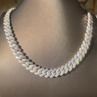 XG 14mm Moissanite chaînes à maillons cubains passent le test de diamant glacé 2 tons plaqué colliers en argent 925 vvs chaînes Moissante