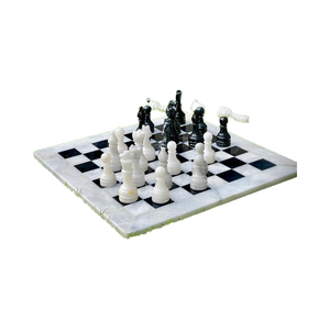 Jeu d'échecs en marbre fait main, style Art Déco, plateau rectangulaire, décoration de table pour salon, cadeau de mariage - Product Image 1
