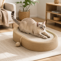 Grattoir à chat en sisal, panier ovale, lit intégré, jouet durable pour aiguiser les griffes pour chats d'intérieur
