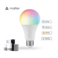 Ampoule LED intelligente Wi-Fi Matter Alexa Tuya avec contrôle de couleur RGB+CW via application, dimmable, 800LM, A19