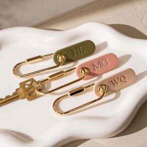 PU Leather Name Tag Keychain Personalized Women Initial Custom Purse Charm Bag Accessory Monogram Gift Letterpress - Product Image 4