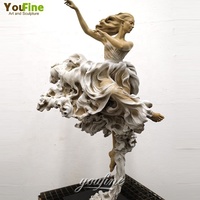 Sculpture de danseuse en bronze YouFine, robe blanche, statue pour décoration extérieure de jardin, cour, hôtel, villa, parc