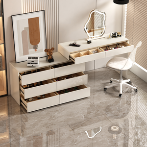 Moderno stile semplice camera da letto mobili bianco toletta con specchio illuminato e sgabello in legno per la decorazione della casa - Product Image 2