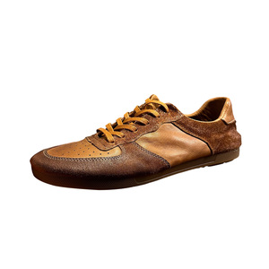 Qinhong Kuqi Men's Brown Leather Lace-up Casual <b>Shoes</b> Low Heel <b>Soft</b> Sole Breathable Walking Style <b>Shoes</b> - Product Image 1