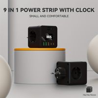 Adaptateur de chargeur rapide de type C intelligent, multiprise 3AC, alimentation pour ordinateur portable Macbook, iPhone, prise électrique avec horloge