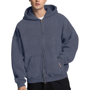 Sudadera con Capucha y Cierre de Cremallera Hemistyles, Ecológica, Transpirable, 100% Algodón, Color Sólido, Informal, para Hombre, Ropa de Otoño - Product Image 1