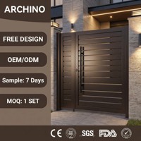 Puerta de Entrada para Villa de Aluminio con Marco Delgado y Rotura de Puente Térmico |   Puerta con Bisagras Pivotantes |   Certificado NFRC CE |   Tamaño Personalizado RAL