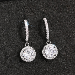 Orecchini Pendenti Rotondi Geometrici con Zirconi per Donne, Gioielli Eleganti e Delicati alla Moda - Product Image 5
