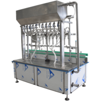 Automatische 10-kops pneumatische zuiger vloeistofvulmachine voor dranken, zeep, detergent & olie, roestvrij staal 304, glazen flessen