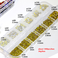 1400 pièces 12 grilles mélanger taille dos plat strass Nail Art breloques Ss4-Ss16 fond pointu cristal diamants ongles bijoux