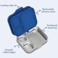 Edelstahl Bento Lunchbox 3 Fächer Rechteckig FDA LFGB Zugelassen Große Kapazität mit Suppenschüssel
