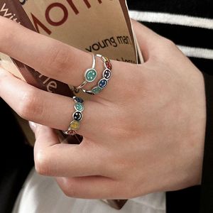 Silver Ruitai S925 Sterling Silver Smiley Face <b>Open</b> <b>Ring</b> For Women Korean Style Light Luxury Jewelry Gift - Product Image 1