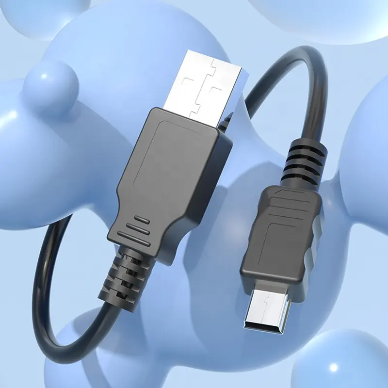 Custom USB Mini Data Charge Cable with USB 2.0 A Male To Mini B 5pin male fast charging transfer Camera cord extension Cables