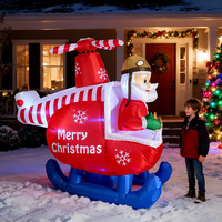 Décoration de Noël transfrontalière : Hélicoptère gonflable Père Noël de 1,8 mètre avec lumières LED pour jardin et fêtes