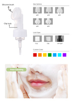 Flacon pompe en mousse PP personnalisé de 100 ml avec brosse faciale en silicone et impression sérigraphique pour shampoing et savon liquide