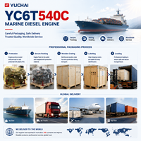 Moteur diesel Yuchai série YC6T YC6T540C, 4 cylindres en ligne, turbocompressé, refroidi par intercooler, pompe à carburant mécanique, 1800 tr/min, puissance marine