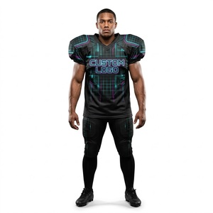 Conjunto de Uniforme de Fútbol Americano Personalizado de Color Sólido, Unisex, Cuello en V, Manga Corta, Acolchado, Estampado Geométrico, Logotipo Frontal, 100% Uniforme - Product Image 1