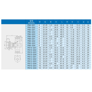 Conector Neumático Rápido Xingyi Technology PB4 6 8 10 G01 02 03 04 Tipo T para Manguera de Aire - Product Image 1