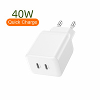 Adaptateur multiport USB C Prise EU GaN Tech 40W PD Fast AU 2Type-c Ports Chargeur mural pour téléphone pour Iphone 17 iPhone air
