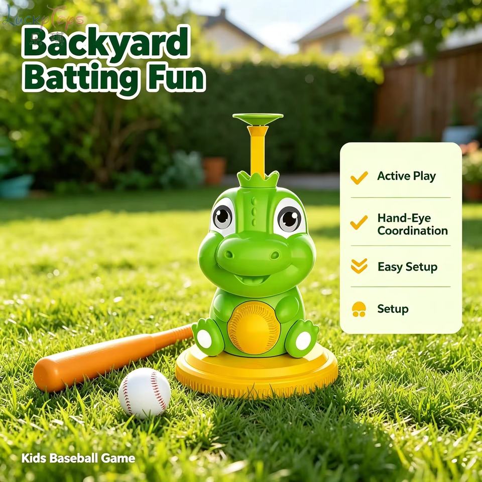 Cartoon Dinosaur Baseball Pitching Machine for Kids Plastic Sport ...