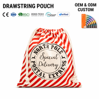 Sac cadeau de Noël en toile avec motif lettres et imprimés rayures colorées pour les fournitures de fêtes
