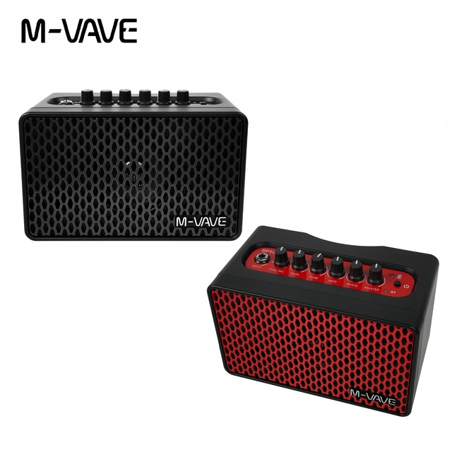 M-VAVE SP100 Red/Black Mini Guitar Amplifier: 8H Battery Life /OTG Recording /APP Control with 9 Tones&6 FX for Home/Outdoor Use