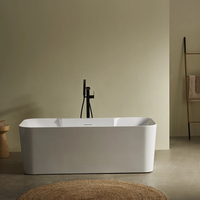 Baignoire autoportante en acrylique, rectangulaire moderne, avec ensemble d'accessoires de salle de bain pour la maison, l'hôtel, la villa