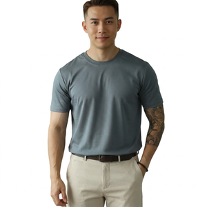 เสื้อยืดผู้ชายผ้าโมดอลคอตตอนพรีเมียมเนื้อนุ่มพิเศษ 220 กรัม ระบายอากาศได้ดี สวมใส่สบาย แขนสั้น คอกลม ผ้าซาติน - Product Image 1
