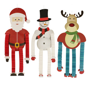 Adornos Navideños de Papel, Muñecos de Santa, Muñeco de Nieve y Reno de 7 Pulgadas, Decoración Interior de Estilo Tradicional - Product Image 1